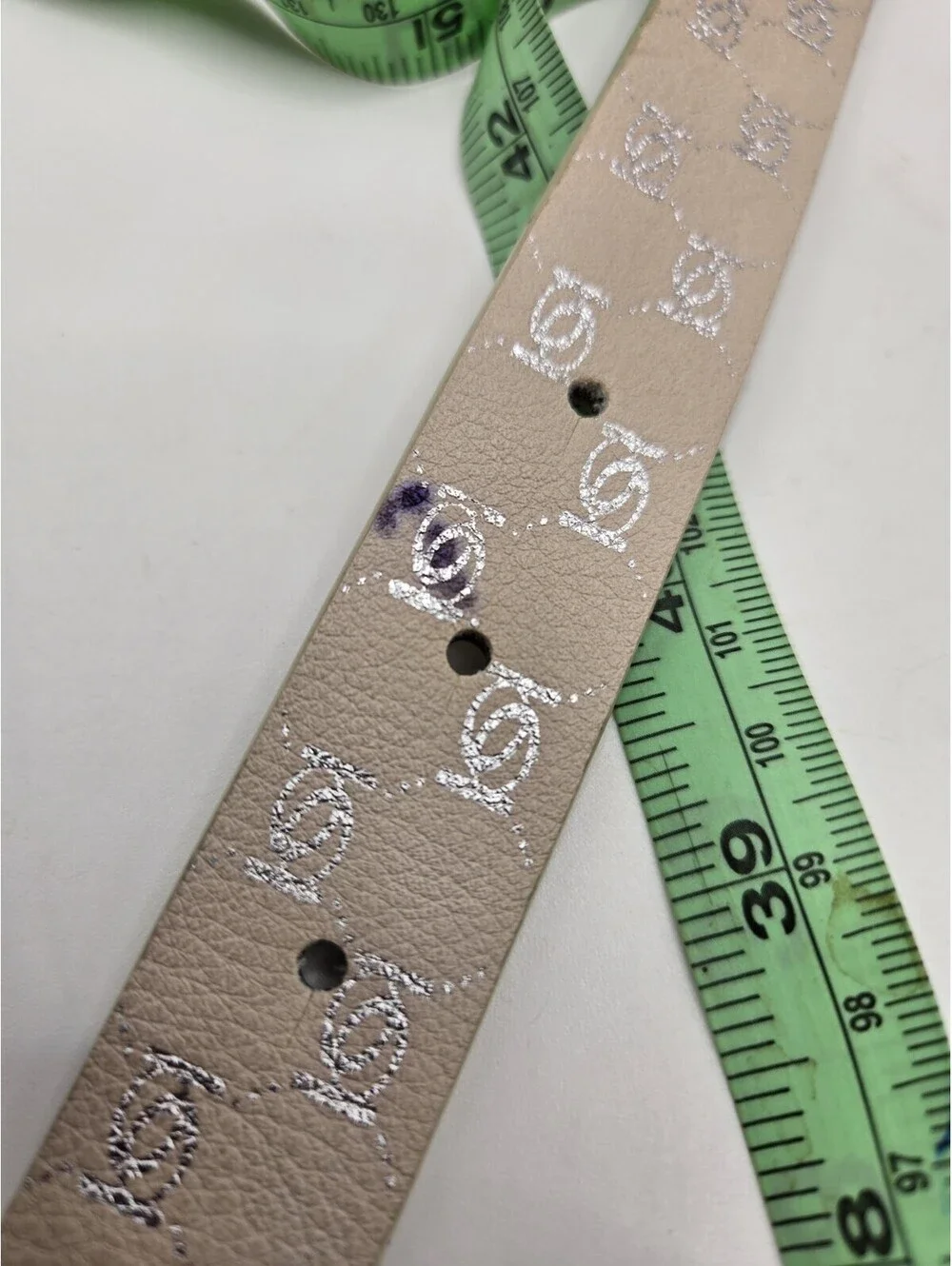 VTG Y2K Bebe Monogram Logo Belt Beige Tan Sand Silver Script Word Buckle Sz L